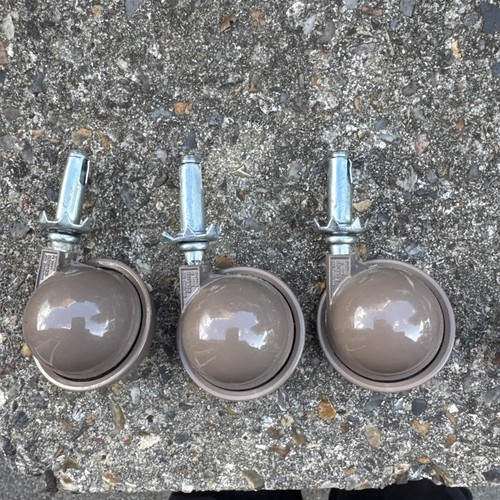 6 x Vintage Kenrick Shepherd Metal Ball Castors Peg Socket Fixing Brown 2" Brown - Picture 2 of 6