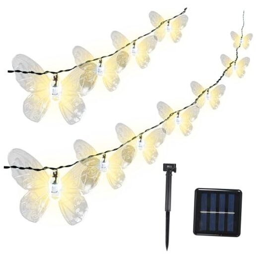 39.4FT 100 LED Solar Outdoor String Lights Waterproof with 8 Modes