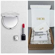 Dior Gift Set   Pocket Mirror  Rouge Dior Lipstick Mini Icone 770 New Sealed