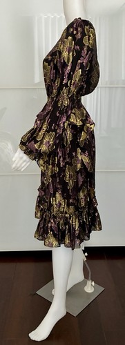 Vestido Front Row by Sara and Goldy Metálico Seda Volantes con Mangas Hinchadas XL - Imagen 4 de 9