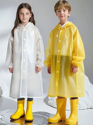 Kinder Wasserdichter Regenmantel mit Kapuze Kinder Jacke Poncho & Regenmantel mit Kapuze lang
