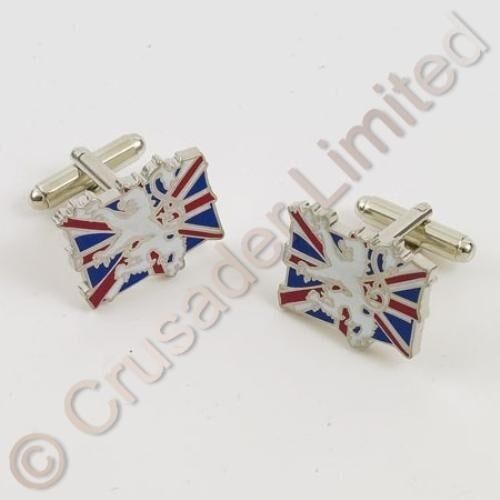 UK Union Jack Flag with White Lion Cufflinks