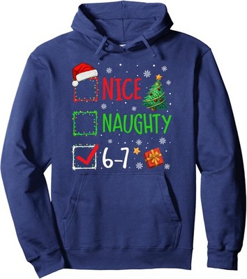 Christmas Nice Naughty 67 Brainrot Funny Meme Unisex Hooded Sweatshirt