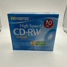 CD High Speed Memorex 10Pack Music CD-RW Discs 12X 700Mb 80min Blank NEW !!