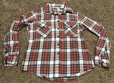 VTG woolrich Women's Flannel Shirt 100% Cotton Size 12 Plaid Made In USA B20