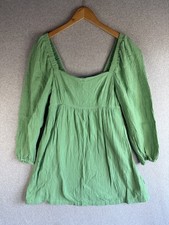 J Crew Dress Womens Small Green Soft Crinkle Gauzy Babydoll Girly