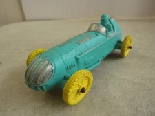 Vintage 1950's Auburn Rubber #536 Toy Car Blue with Yellow Wheels 6"