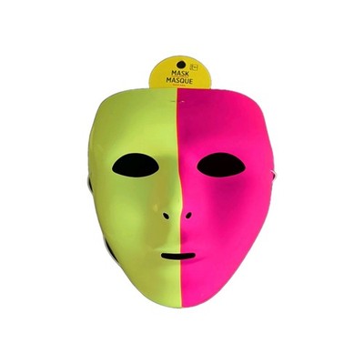 Green/Pink Half Face Plastic Costume Mask w/ Elastic Strap NEW