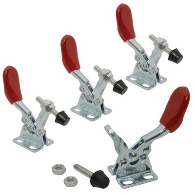 XRPAOWA 4PCS Toggle Clamp 201A Hand Tool 60 lbs / 27kg Holding Silver&red