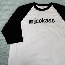 Vintage MTV Jackass Tee Baseball T Shirt Murina Mens XXL White Black Y2K Merch