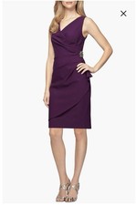 Alex Evenings Side Ruched Cocktail Dress in Purple   Sz 14 MSRP 229