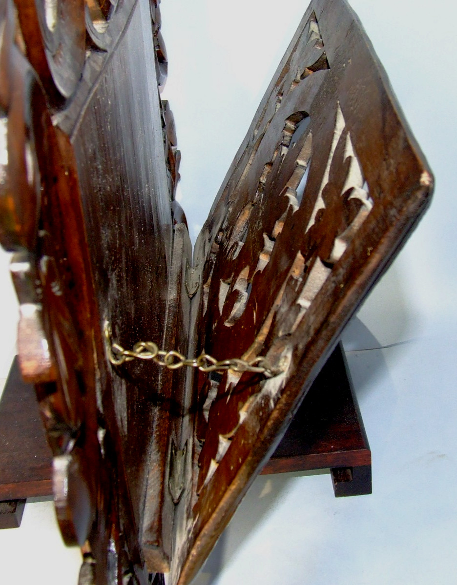 Antique 1890 Victorian Carved Black Forest Wall Letter Holder ~ Ornate Design ~