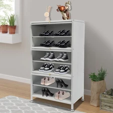 6-Tiers 3-Doors Shoe Cabinet Storage Cabinet W/ Doors Shoe Storage Cabinet