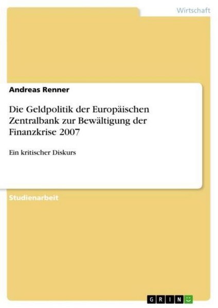Die Geldpolitik Der EuropäIschen Zentralbank Zur BewäLtigung Der Finanzkrise 200-image