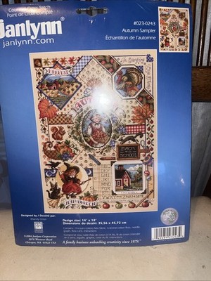 Janlynn Counted Cross Stitch  Autumn Sampler  14''x 18''  #023-0243 Sealed