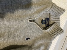 Polo By Ralph Lauren 1/4 Zip Mock Neck Sweater Thermal Gray Boys Youth Size 6