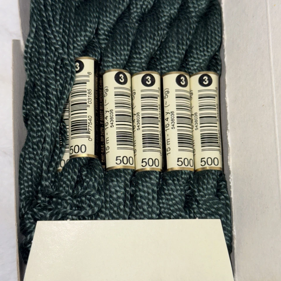 DMC Pearl Cotton (Coton Perle) Size 3 Color 500 Dark Green 12 skeins - Image 3 of 4