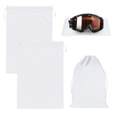 2-Pack Ski Goggle Bag, 10.6" x 7.1" Microfiber Bag for Snow Goggles White 