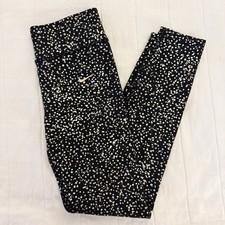 Nike One Dri-Fit Leggings Girls Size LARGE Black Gold Metallic Stars All Over