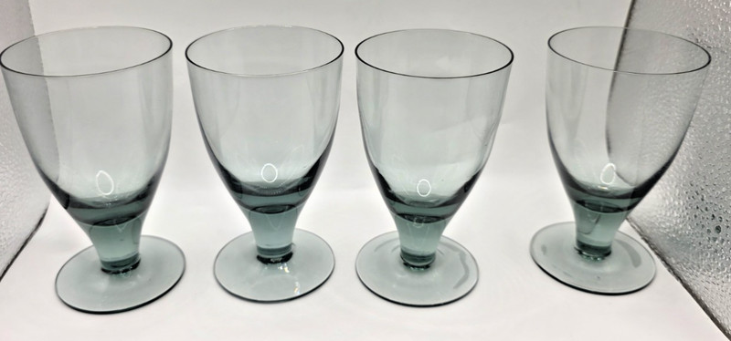 Mid Century Wuidart Smoky Blue-Green Juice Glasses - set of 4