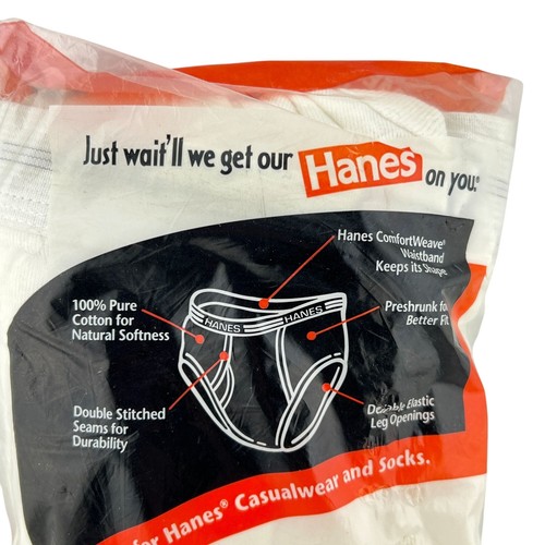 Hanes Mens Briefs Value Pack 6-Pack Size 42 White 100% Preshrunk Cotton NOS - Picture 5 of 5