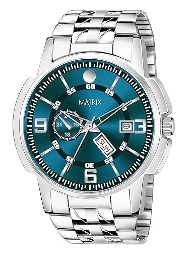 Matrix Analog Watch Men & Women - Day Date, Steel Strap, Black Blue White Dial - 第 6/6 張圖片