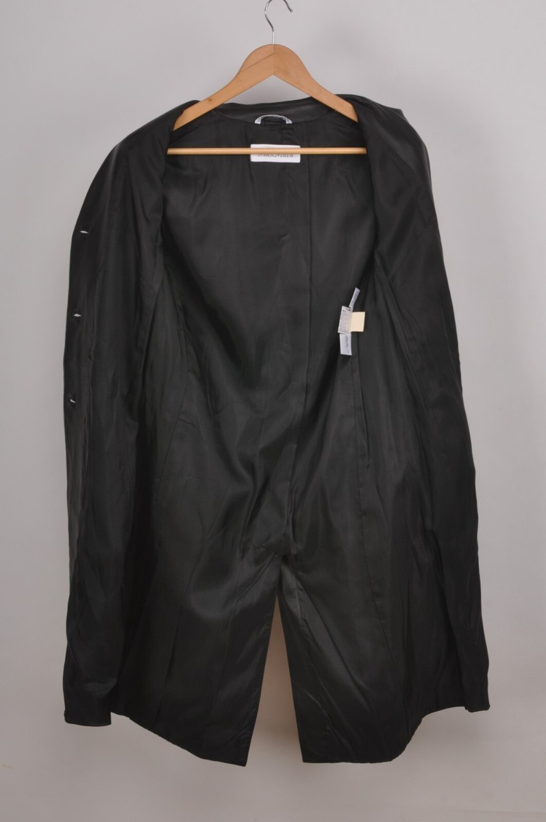 レザージャケット・コート MAX MARA LEATHER TRENCH COAT Max Mara Lambskin BLACK Long Leather Trench Coat I 42 GB 10