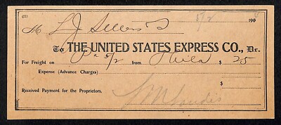 United States Express Co. 1904 Phila. Waybill / Freight Payment Receipt (#3)