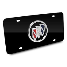 Buick 3d Color Logo On Black Stainless Steel Metal Auto License Plate
