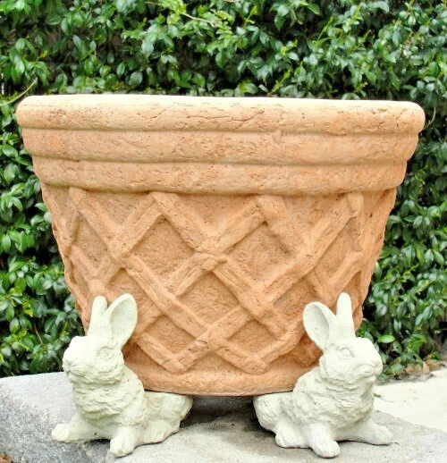 老式RABBIT POT FEET(2套/6件装)实心混凝土花园兔子种植器立管 — 第 2/4 张图片