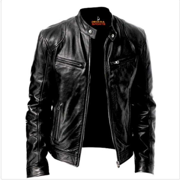 Cafe Racer Biker Leather Jacket Black Soft Sheep Skin Leather motorcycle