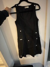 Mais Il Est Ou Le Soleil Black Button Mini Dress Cotton Vintage Retro M 38 002