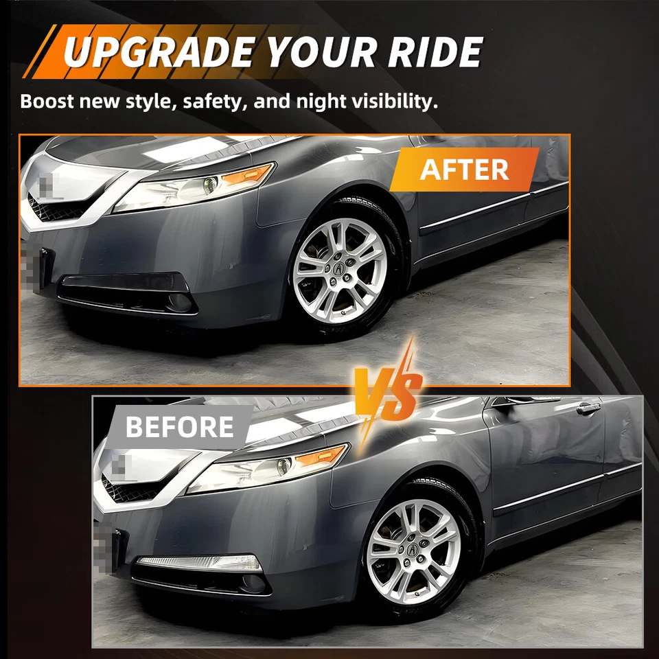 2X Smoked Lens Front Bumper Parking Turn Signal Lights For 2009-2011 Acura TL - Image 2 of 4