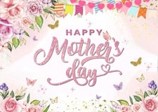 7x5FT Happy Mother's Day Backdrop Floral Golden Dots Mothers Day Birthday Pho...