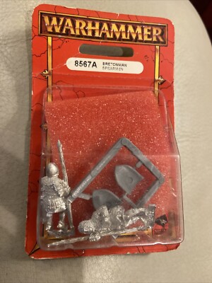 New Metal Warhammer Fantasy Bretonnian Spearmen 8567A Blister Game Workshop 1997