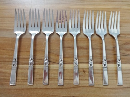 8 Oneida Morning Star kleine Buffet-/Serviergabeln versilbert 16,1 cm