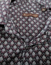Tori Richard Cotton Lawn Shirt Red Black Gray Argyle Men's Medium