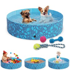 Hundepool Planschbecken Faltbar Blau Baby Swimmingpool Bad Schwimmbecken