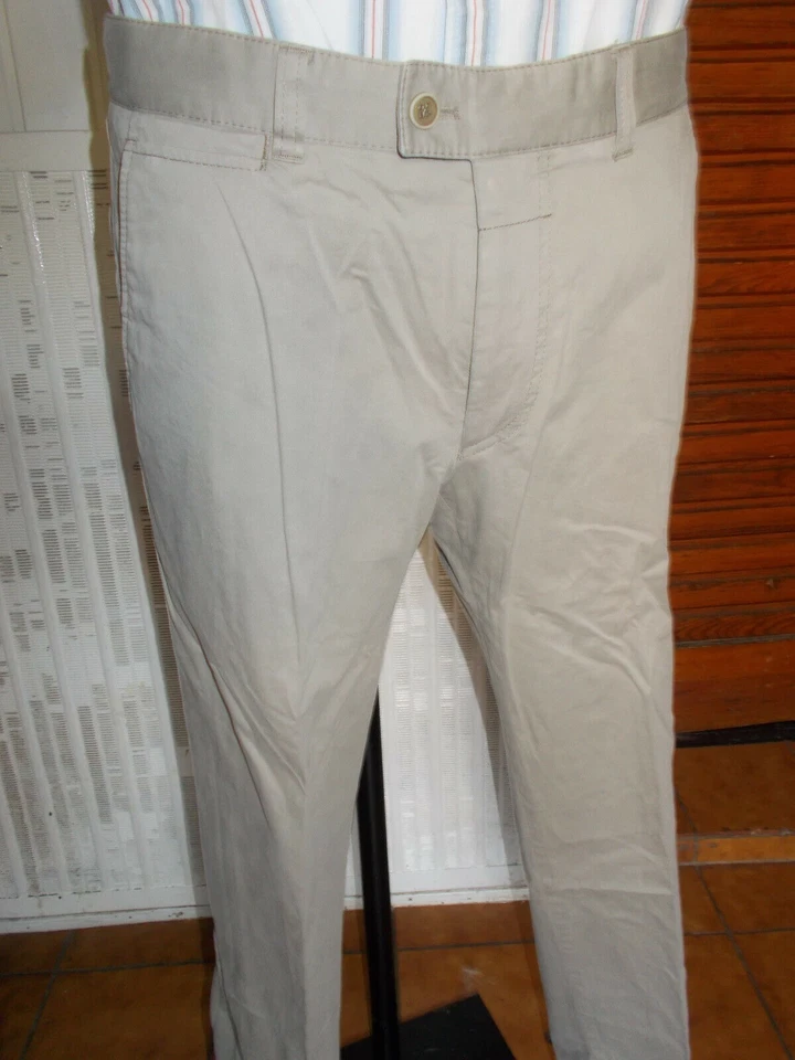 Pantalon chino taille haute droit coton beige stretch Brax Ernesto W34 L30 44 - Photo 2/4