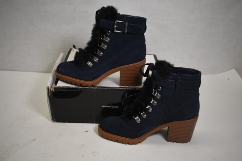 Nine West 25034918-1TD Womens Lagree Lace Up Suede Booties Navy/Black Size 6-1/2 - Picture 2 of 10
