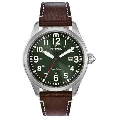 #ad Citizen Men #x27;s Garrison Date Indicator Eco Drive Brown Watch 42MM BM6838 17L $102.99