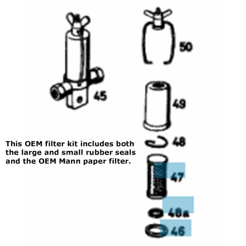 OEM Mann In Line Fuel Filter Element Insert & Seals 1957-63 Mercedes 180 190 220 - Picture 4 of 4