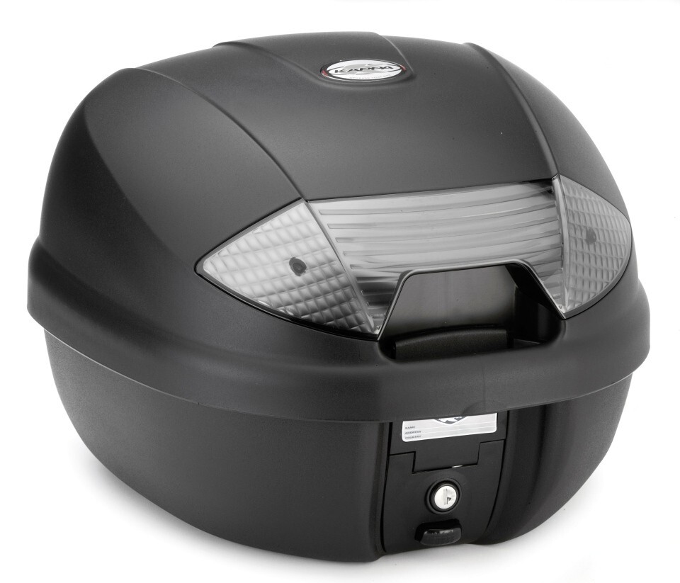 Coffre central Monolock 30L de scooter noir avec catadioptres et platine