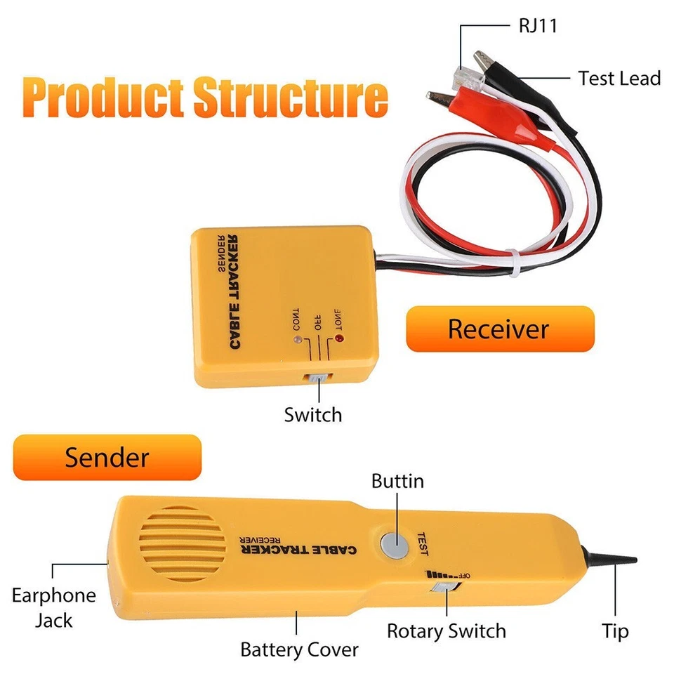 Leitungsfinder Netzwerkkabeltester Kabeltracer RJ11 Elektrokabel Tracer - Bild 2 von 4