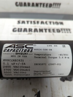 ASC CAPACITORS,80026-508-08,SNUBBER CAPACITOR MISSING BOX