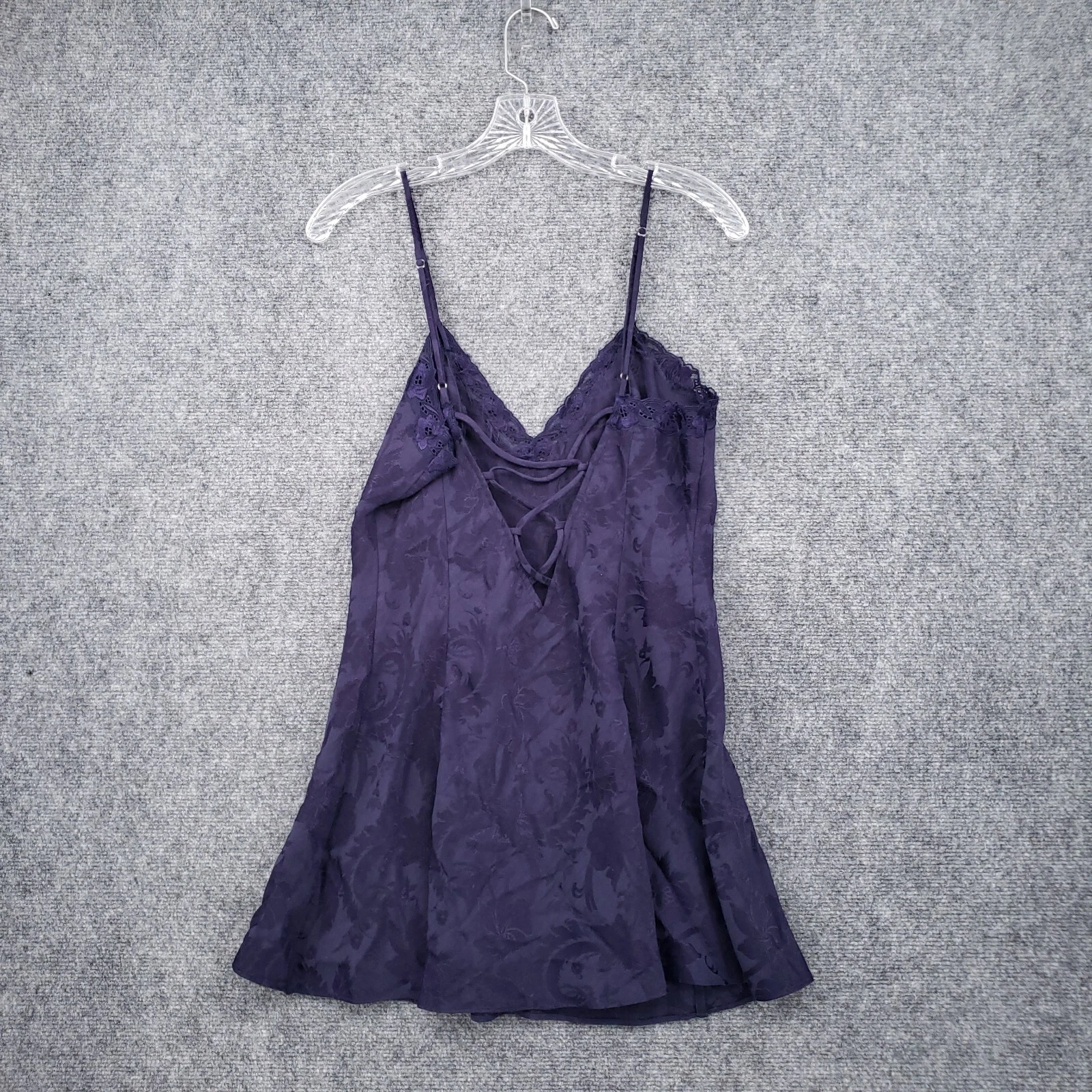 UNDERCOVER VINTAGE Victorias Secret abito slip donna S piccolo viola mini floreale scollo a V cami