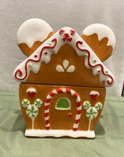 Disney Mickey Mouse Gingerbread House Christmas Cookie Jar Canister New