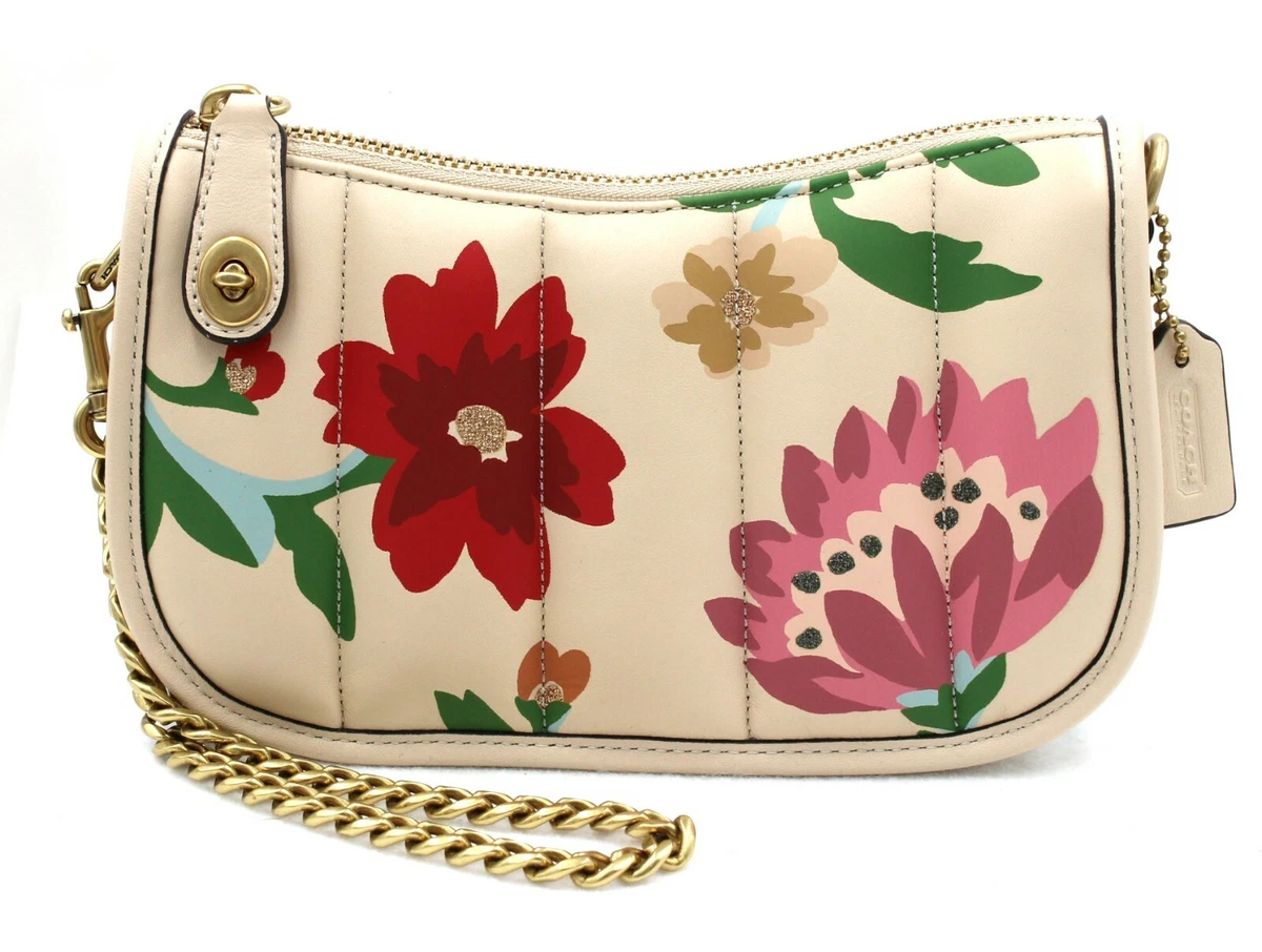 COACH Floral Quilted Swinger 20 Handbag Clutch Leather C7208 New
