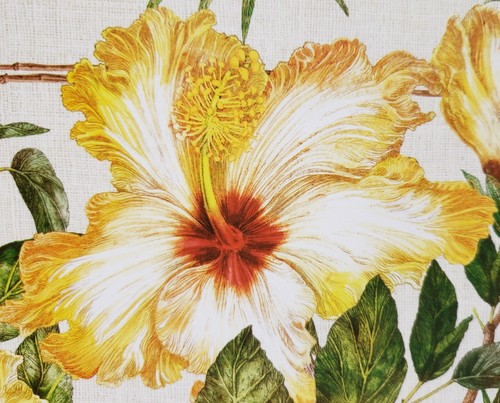 2 NON CLEAR HARD PLASTIC PLACEMATS, 12" x 18", YELLOW FLOWERS & PALM LEAVES - Picture 7 of 10