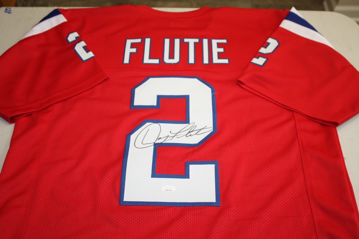 NEW ENGLAND PATRIOTS DOUG FLUTIE # SIGNED STITCHED RED HOME JERSEY